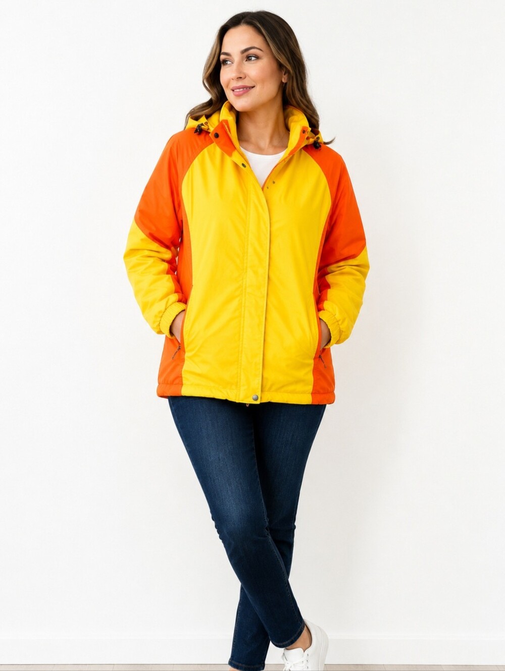 FREEGO Yellow & Orange Hooded Jacket – Size L